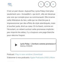 Émission REM radio La matinale  + article
